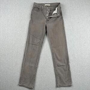 Levi Jeans Button Fly Wedgie Straight Women's 26x28 Black Denim Faded Grey Wash